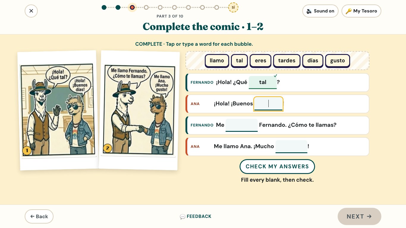 The real self-grading comic: the answer tal turns green with a check